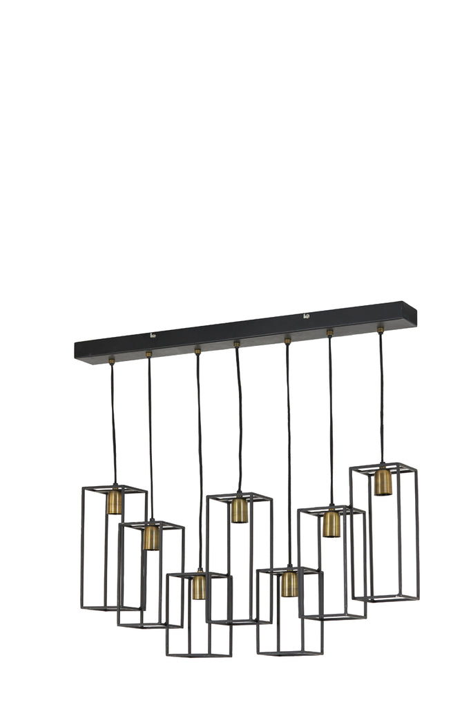 Light & Living - Hanglamp 'Marley' (7 stuks, Matzwart & Antique Bronze)