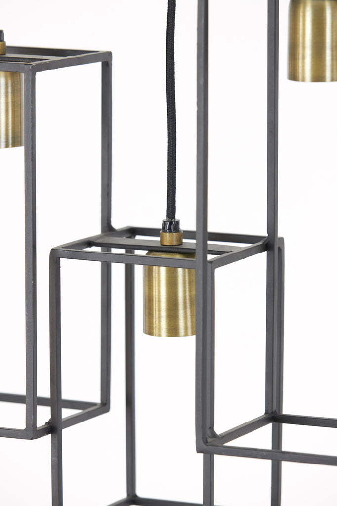 Light & Living - Hanglamp 'Marley' (7 stuks, Matzwart & Antique Bronze)