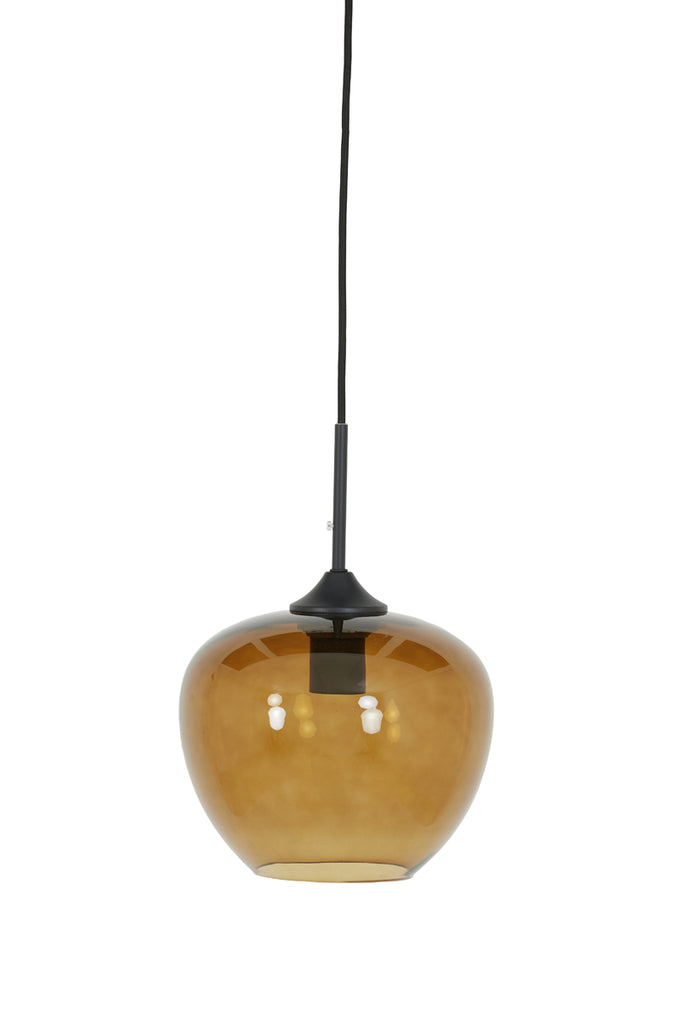 Light & Living - Hanglamp 'Mayson' (Maat S, Glass Brown & Black)