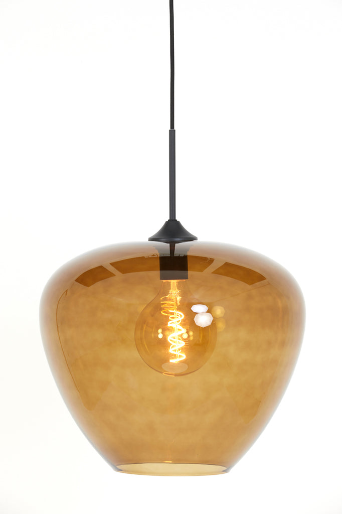 Light & Living - Hanglamp 'Mayson' (Glas, Bruin & Zwart)