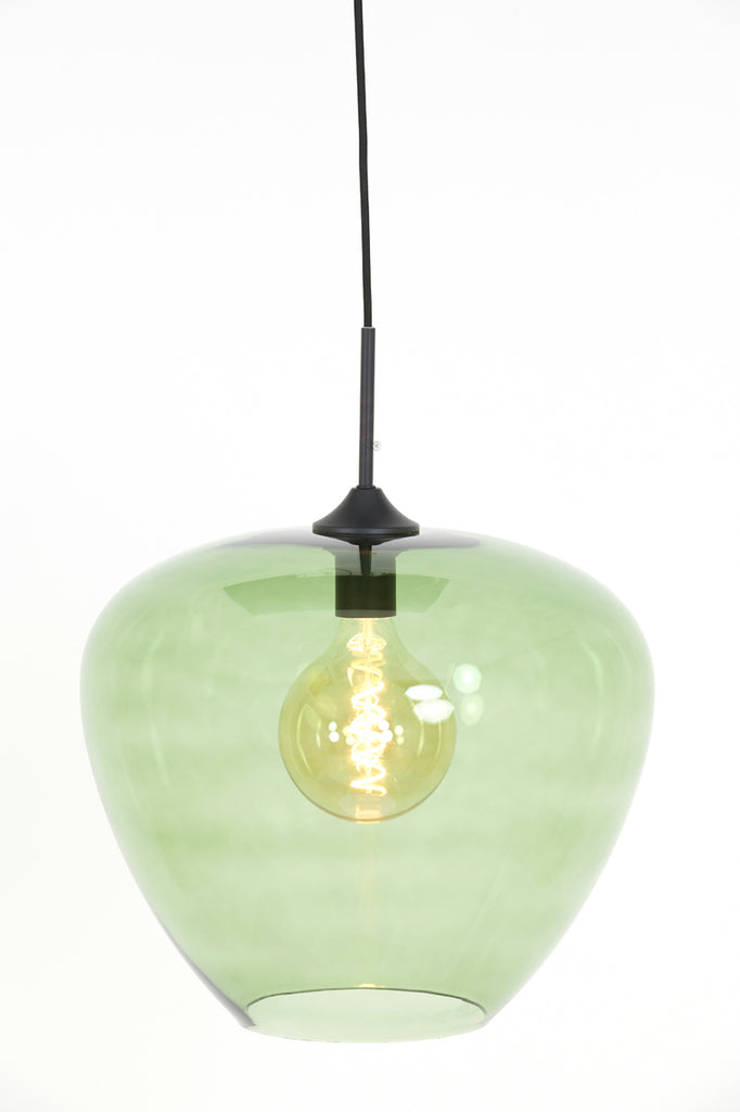 Light & Living - Hanglamp 'Mayson' (Glas, Groen & Matzwart)