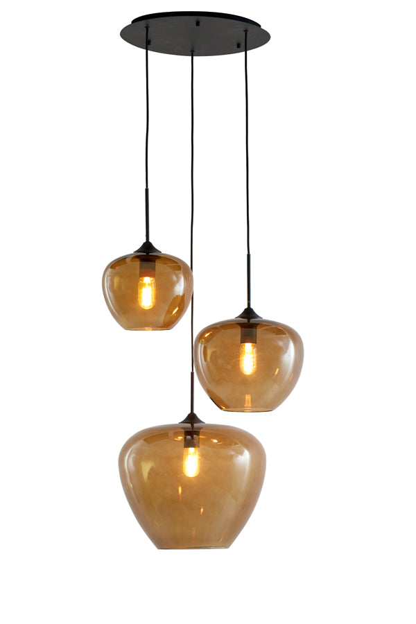 Light & Living - Hanglamp 'Mayson' (3 stuks, glas, Bruin & Matzwart)