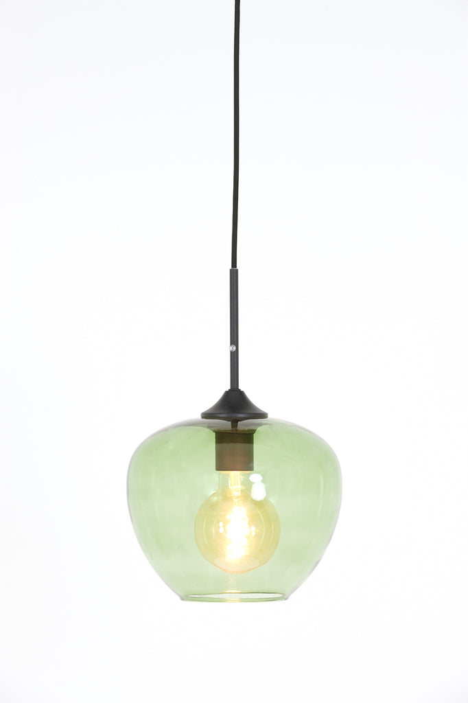 Light & Living - Hanglamp 'Mayson' (Maat S, Glass Green & Matzwart)