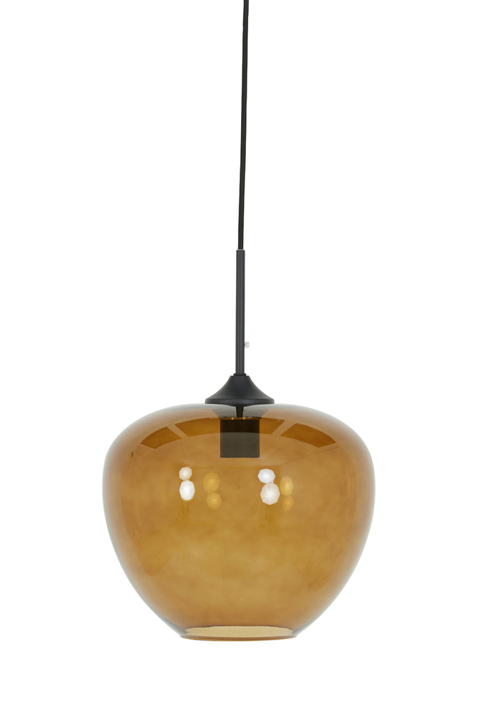 Light & Living - Hanglamp 'Mayson' (Maat M, Glass Brown & Black)