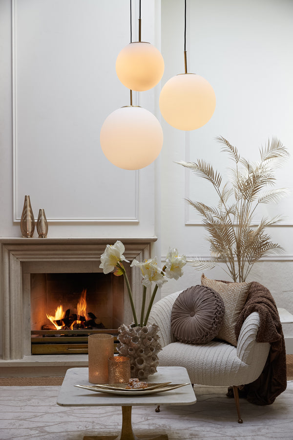 Light & Living - Hanglamp 'Medina' (40cm, Glas, Antique Bronze & Matwit)