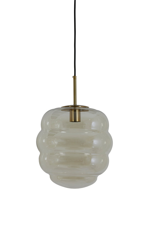 Light & Living - Hanglamp 'Misty' (Maat S, Glas, Amber & Goud)