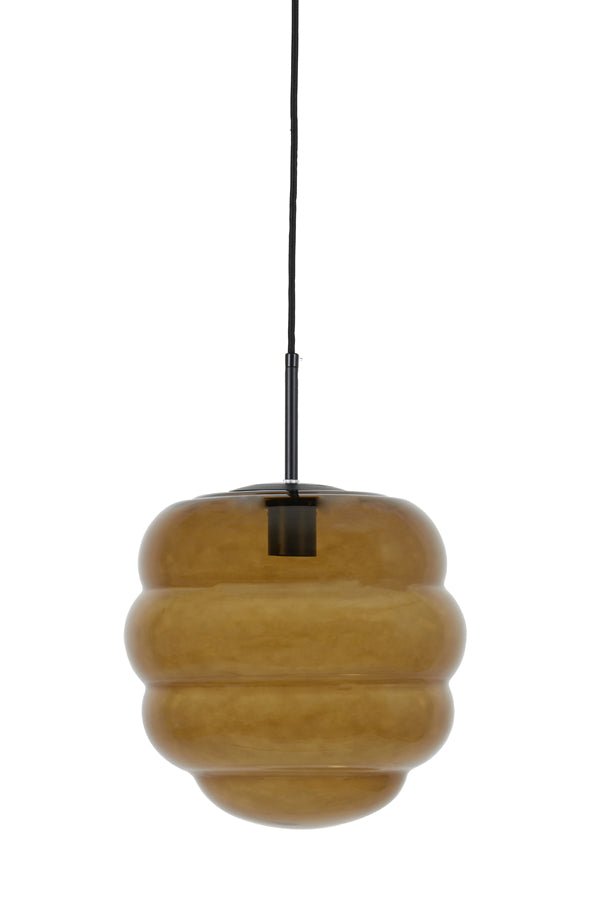 Light & Living - Hanglamp 'Misty' (Maat S, Glas, Bruin & Matzwart)