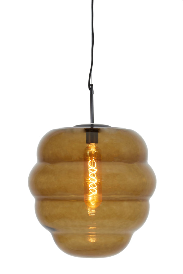 Light & Living - Hanglamp 'Misty' (Maat M, Glas, Bruin & Matzwart)