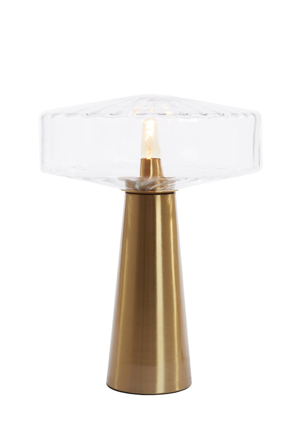 Light & Living - Tafellamp 'Pleat' (Maat L, Glass Clear & Gold)