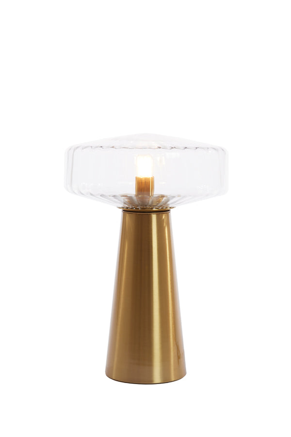 Light & Living - Tafellamp 'Pleat' (Maat M, Glass Clear & Gold)