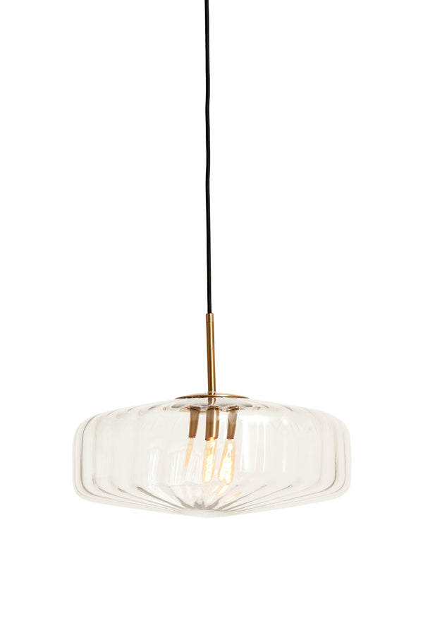 Light & Living - Hanglamp 'Pleat' (Maat M, Glas, Helder & Goud)