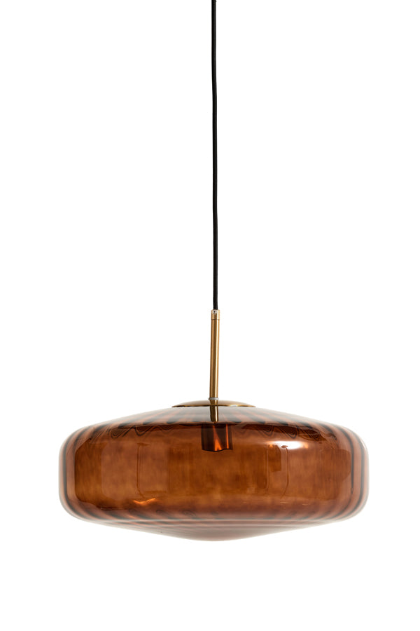 Light & Living - Hanglamp 'Pleat' (Maat L, Glas, Bruin & Goud)