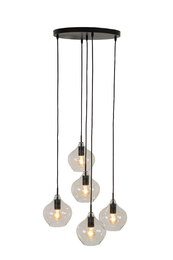 Light & Living - Hanglamp 'Rakel' (5 stuks, Matzwart & Helder)