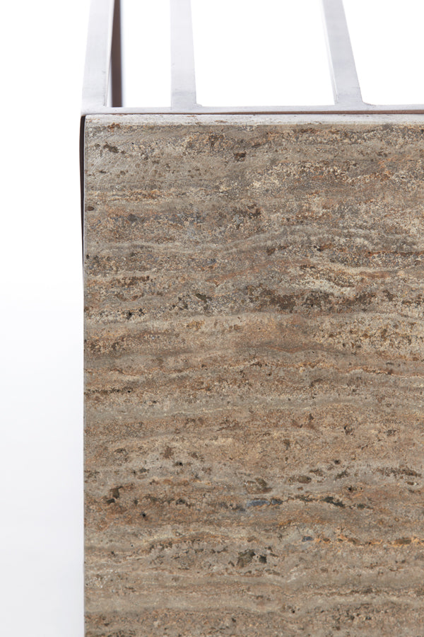 Light & Living - Bijzettafel 'Roshan' (Travertine Brown & Dark Brown)