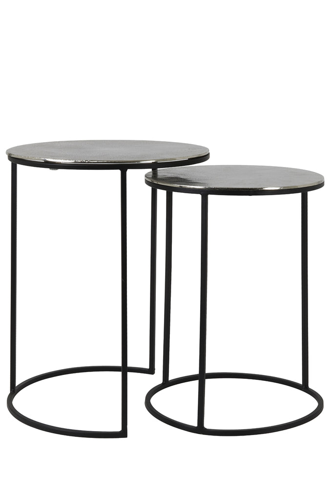 Light & Living - Bijzettafels 'Thizas' (Set van 2, Raw Nickel Matt Black)