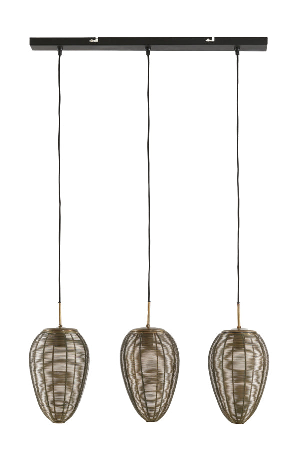 Light & Living - Hanglamp 'Yaelle' (Maat L, 3 stuks, Antique Bronze & Matzwart)