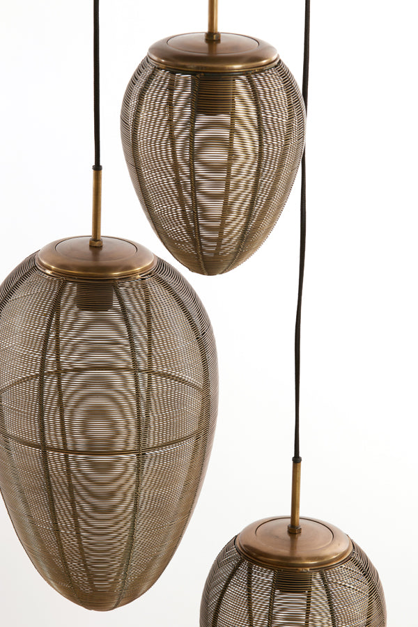 Light & Living - Hanglamp 'Yaelle' (Maat M, 3 stuks, Antique Bronze & Matzwart)