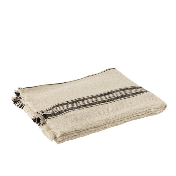 J-Line - Plaid met lijnen 'Lines' (176cm x 130cm) - Beige