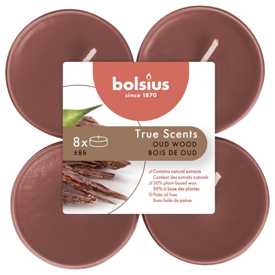 Bolsius - Geurtheelichtjes 'True Scents' (8 stuks, Oud Wood)