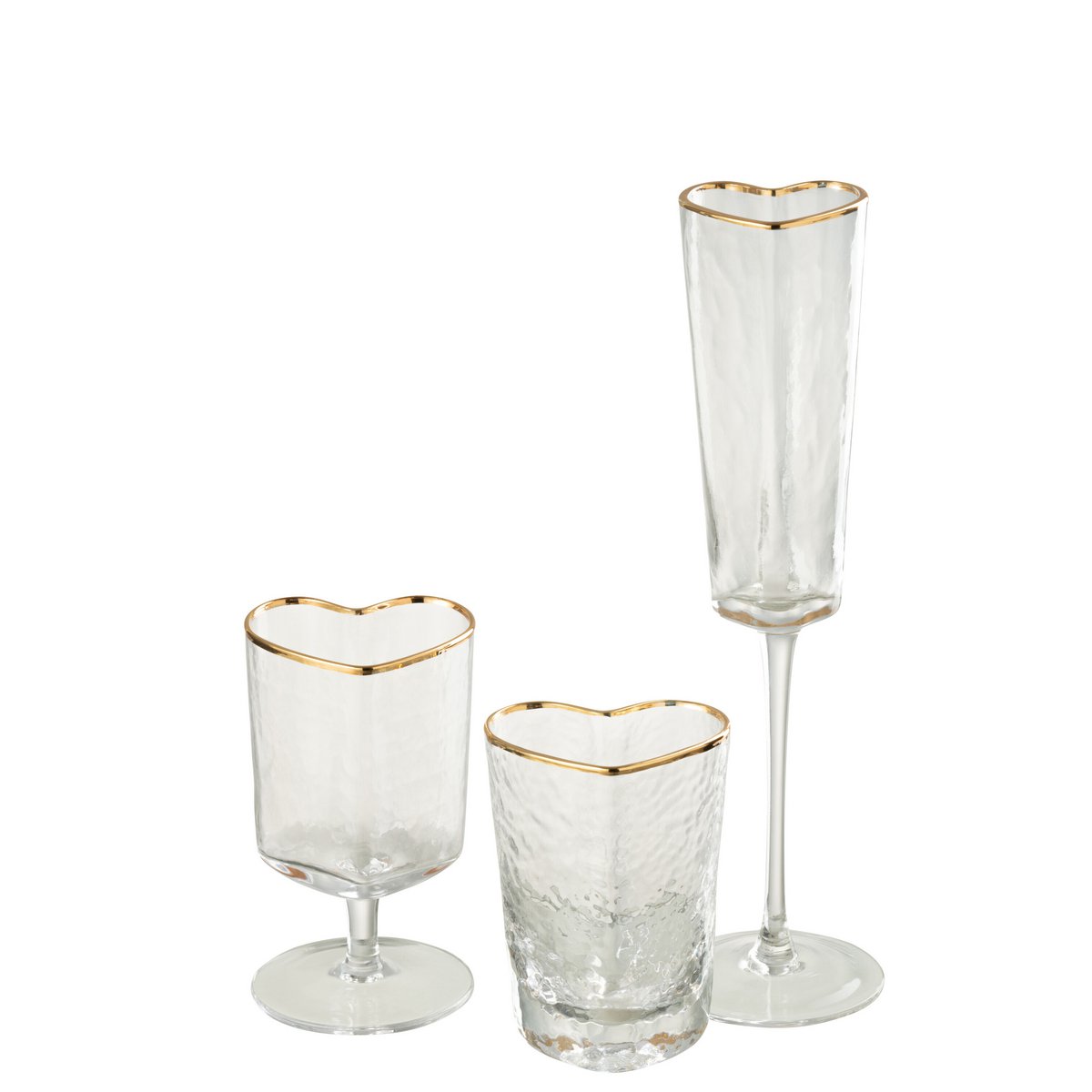 J-Line - Champagneglas 'Hart' (Goud/Transparant)