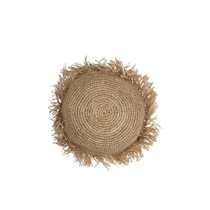 J-Line - Rond kussen 'Jeff' (Naturel, Small)