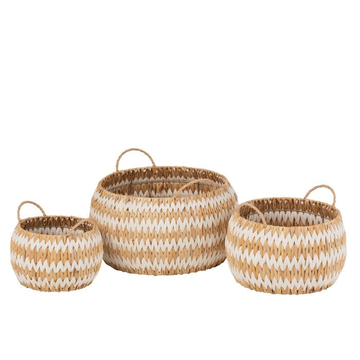 J-Line - Manden 'Lys' (Rond Plat) - Gras (Set van 3) - Naturel/Wit