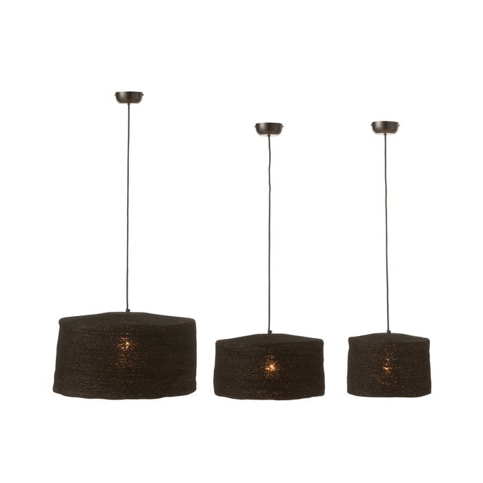 J-Line - Hanglamp 'Moonj' (Set van 3, Zwart)