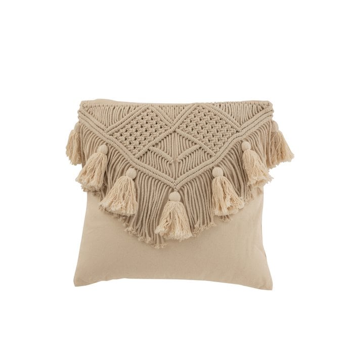 J-Line - Kussen 'Cosy' (Beige, Maat S)