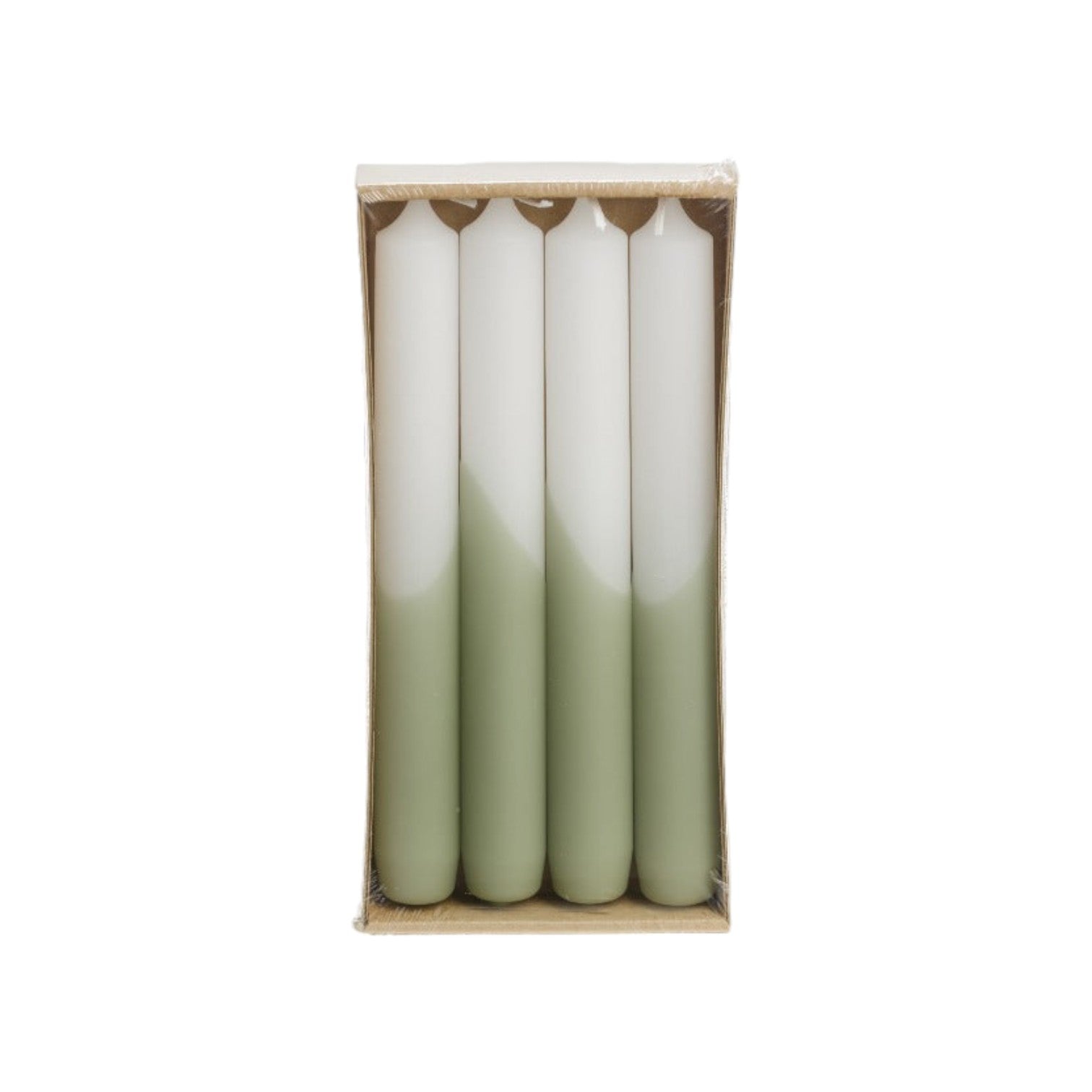 Rustik Lys - Dinerkaarsen 'Half Dipped' (set van 4) - Wit met tea green