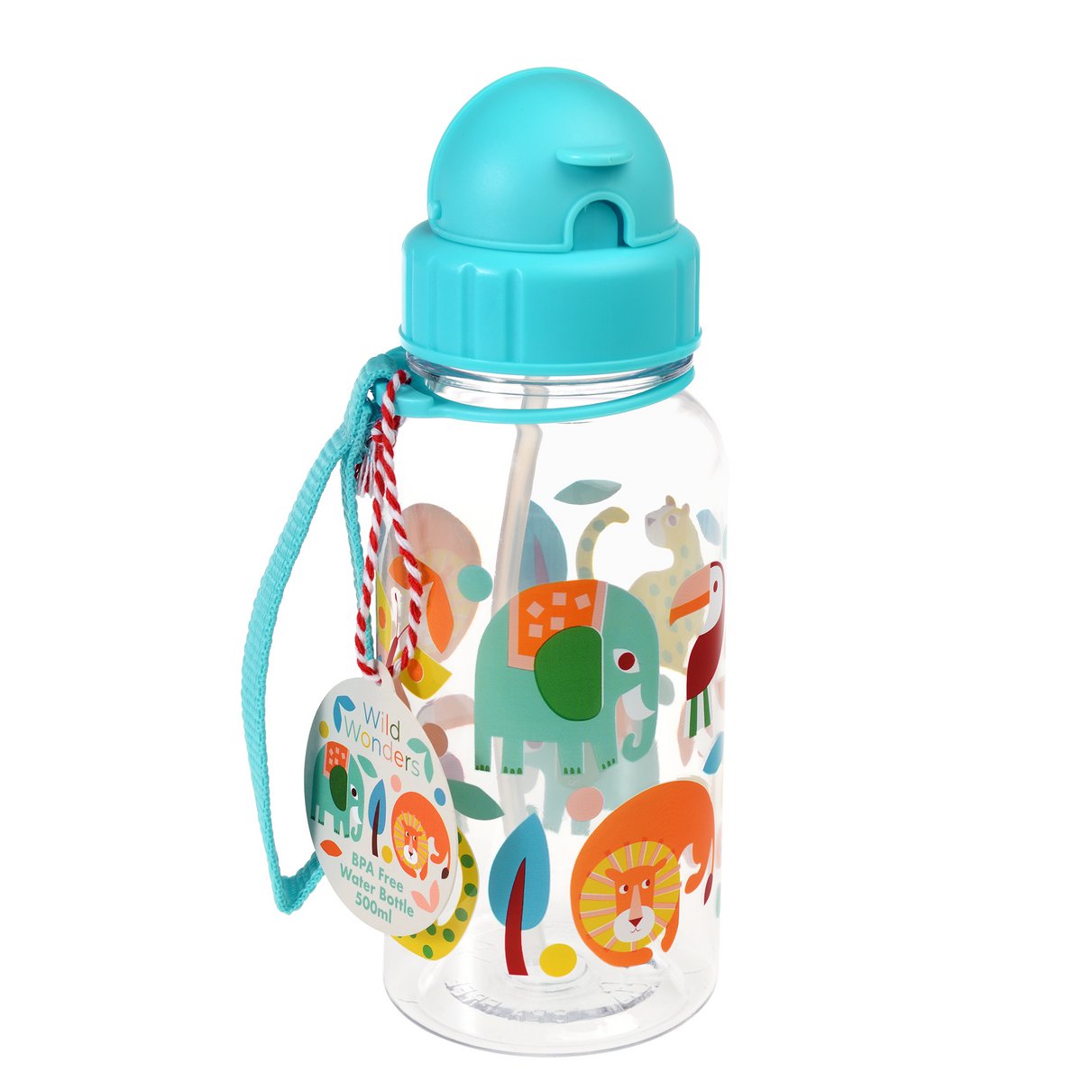 Rex London - Kinderwaterfles met rietje 'Wild Wonders' (500ml)