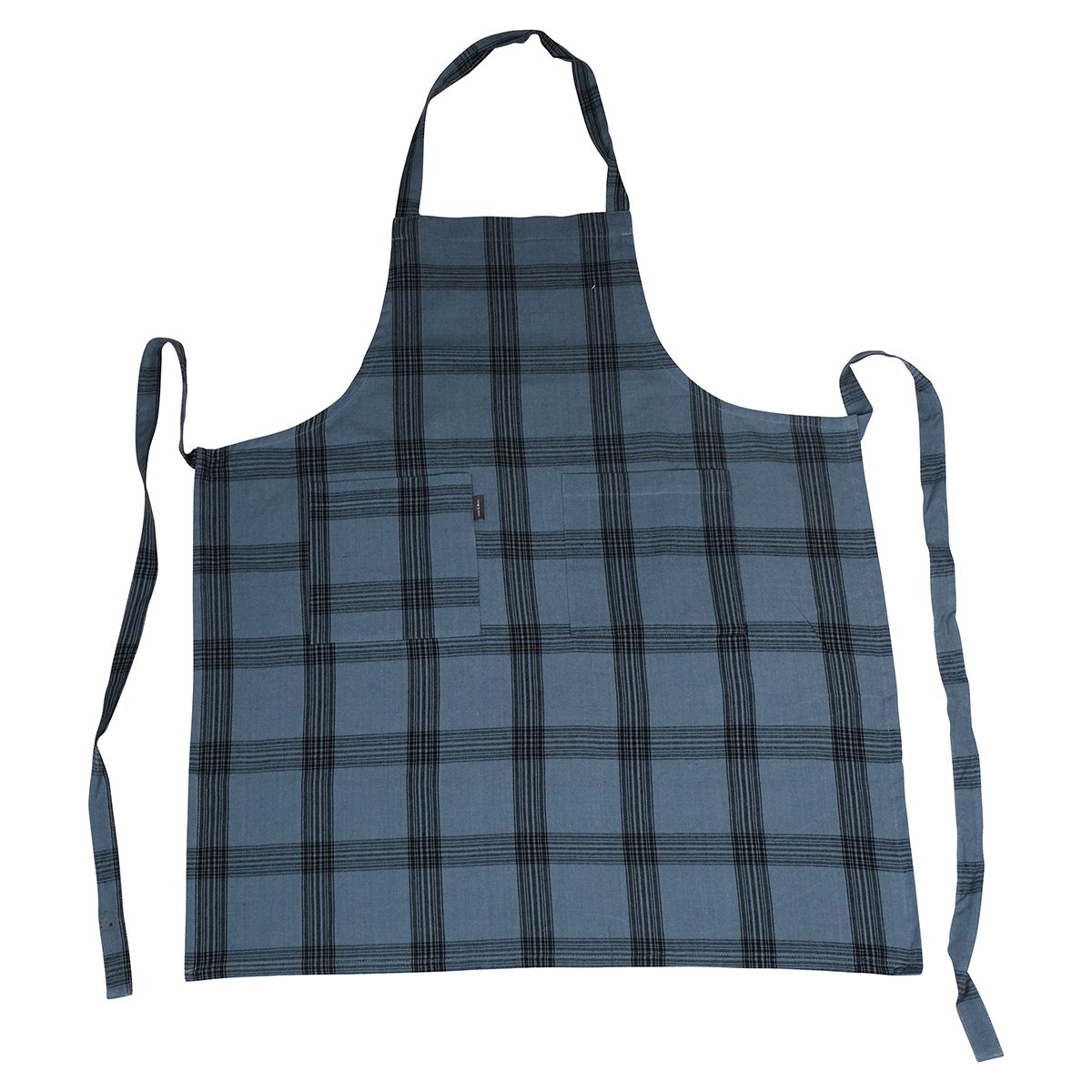 Linen & More - Keukenschort 'Black Check' (Mirage Blue)