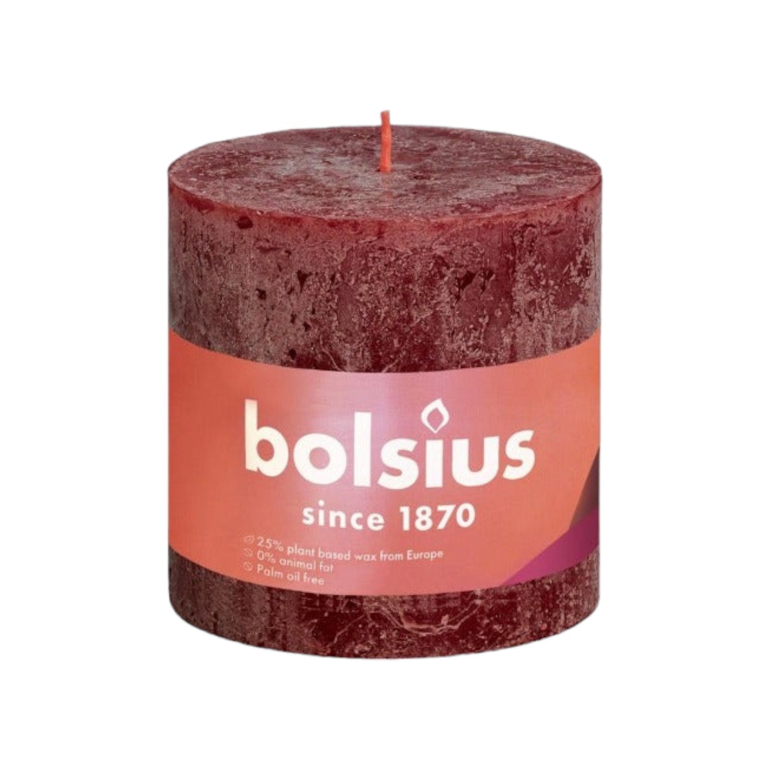 Bolsius - Rustieke stompkaars 'Shine' (Ø10cm) - Velvet Red