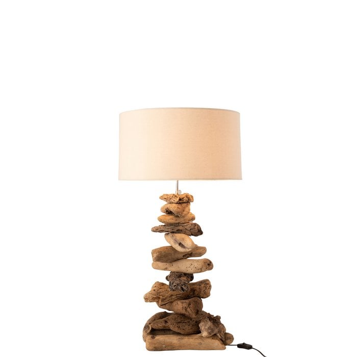 J-Line - Lamp met kap 'Drijfhout' (Naturel/Beige, Maat S)