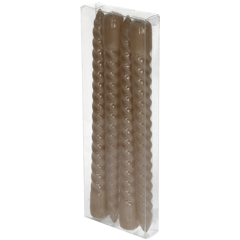 Kersten - Swirl dinerkaarsen 'Glossy' - Beige (set van 4)