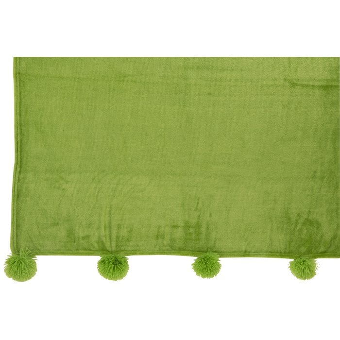 J-Line - Plaid 'Pompom' (170cm x 130cm) - Grasgroen