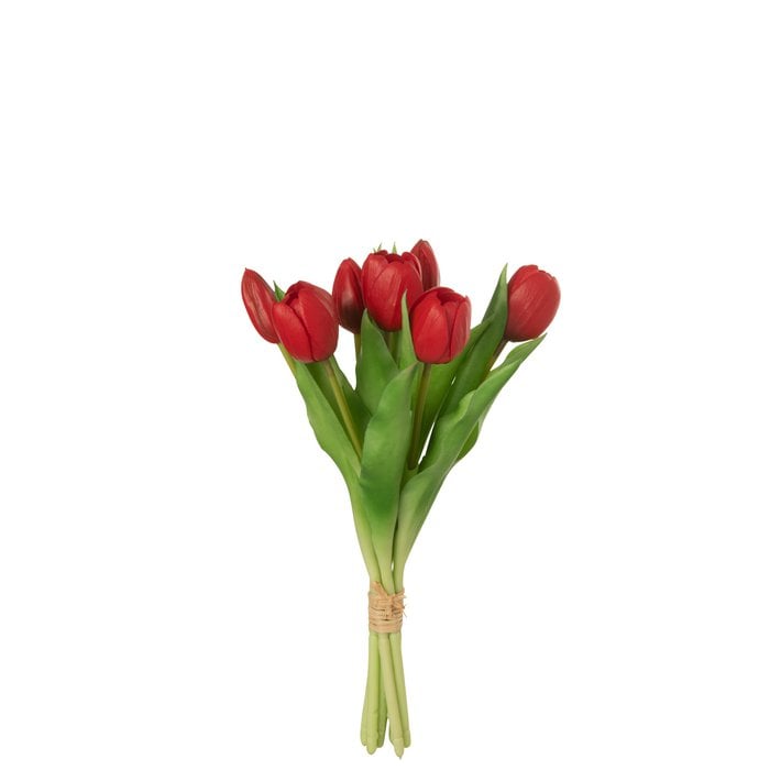 J-Line - Boeket kunsttulpen 'Munia' (Rood, 7 stuks, Small)