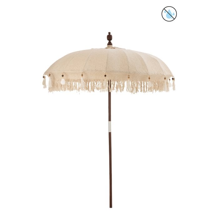 J-Line - Parasol 'Adhira' (Kwasten/Schelpen, Beige/Donkerbruin, L)