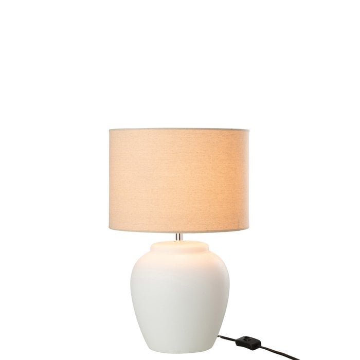 J-Line - Lamp met linnen kap 'Meli' (Wit, Maat S)