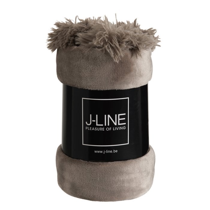 J-Line - Plaid 'Pompom' (170cm x 130cm) - Taupe