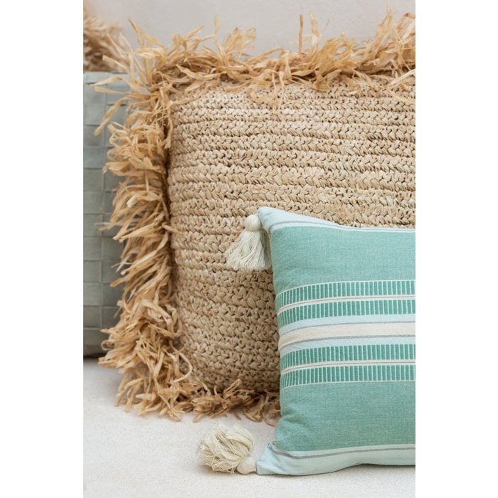 J-Line - Kussen 'Raffia' (Naturel, Small)