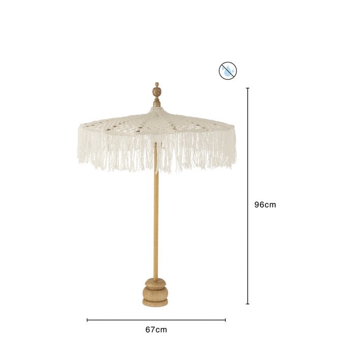 J-Line - Parasol met voet 'Bardon' (Wit, S)